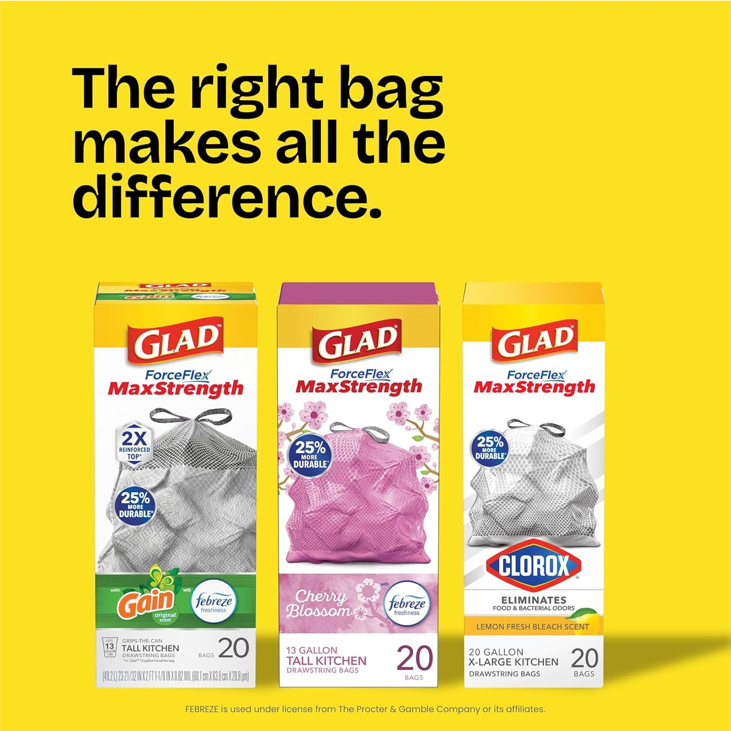 Glad ForceFlex MaxStrength LeakGuard Trash Bags 13 Gal – Fresh Scent to Keep Your Pantry and Kitchen Smelling Mindful