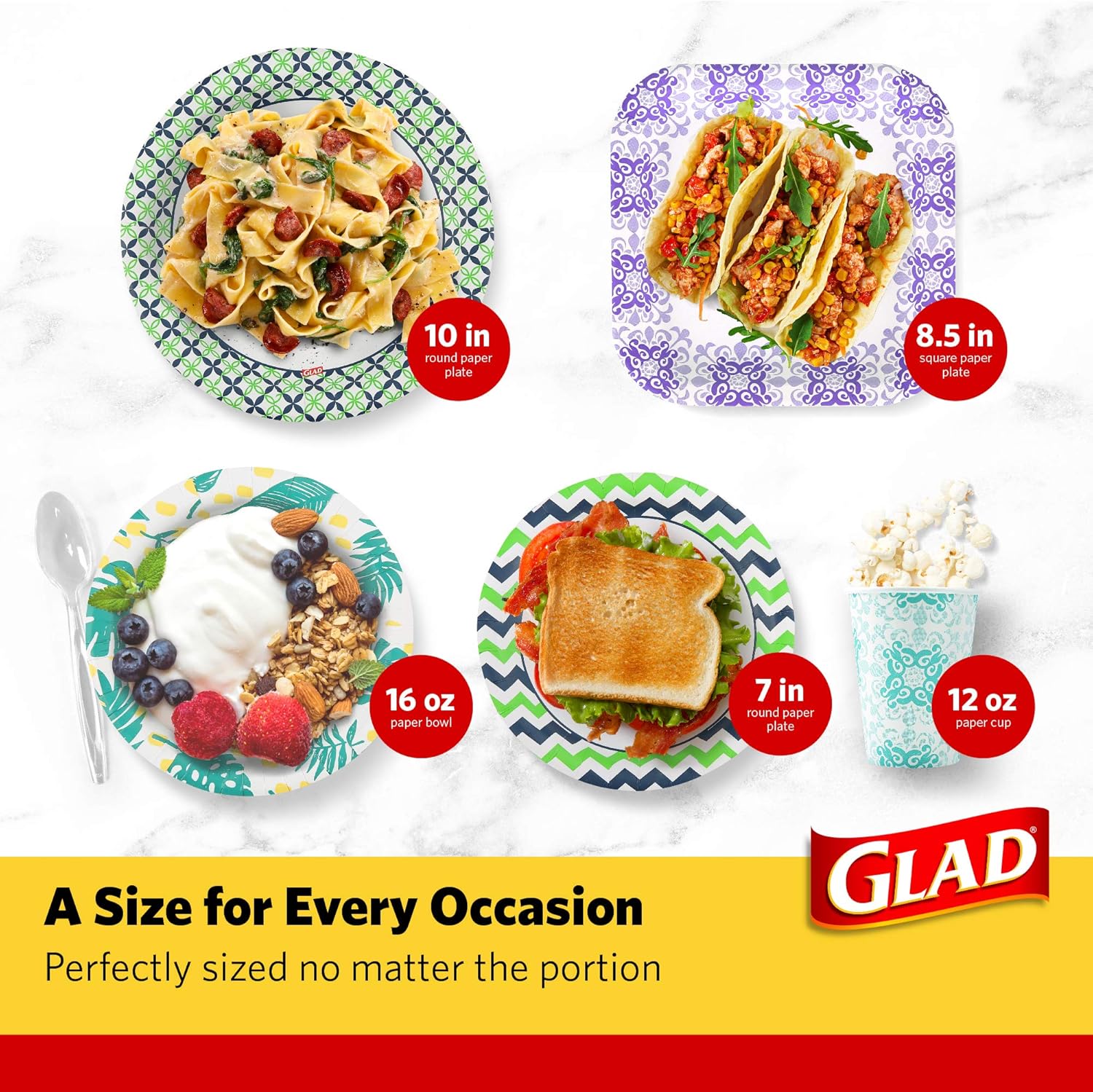 Glad Heavy Duty Disposable Plates – Party Ready Floral Paper Plates That Match Your Tablescape Without Renting China, 100 Count