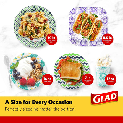 Glad Heavy Duty Disposable Plates – Party Ready Floral Paper Plates That Match Your Tablescape Without Renting China, 100 Count