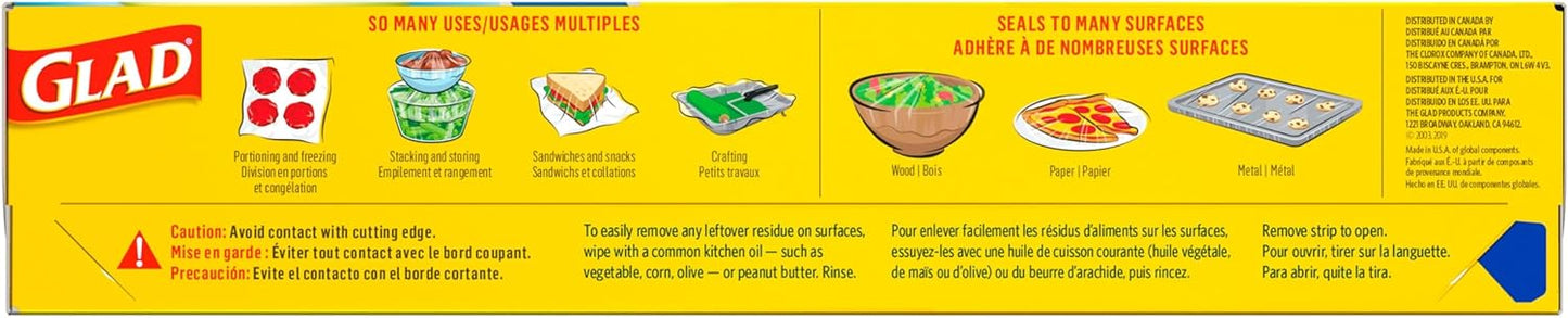 Glad Press'N Seal Plastic Wrap – Healthy Portion Control Storage for Mindful Eaters, Airtight Lid-Free Containers for Weekly Plans