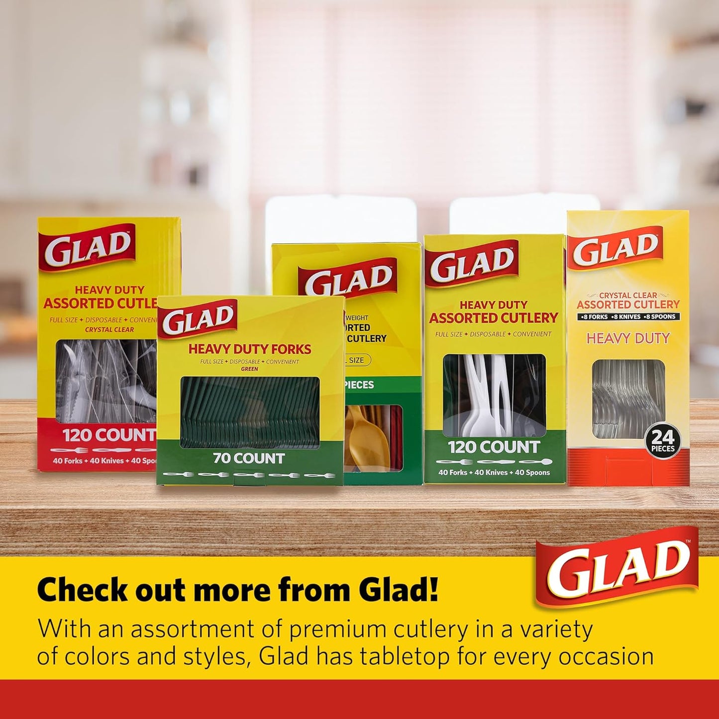 Glad Reusable Disposable Cutlery – Bulk Office Utensils for Break Room Everyday Employee Use