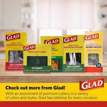 Glad Reusable Disposable Cutlery – Bulk Office Utensils for Break Room Everyday Employee Use