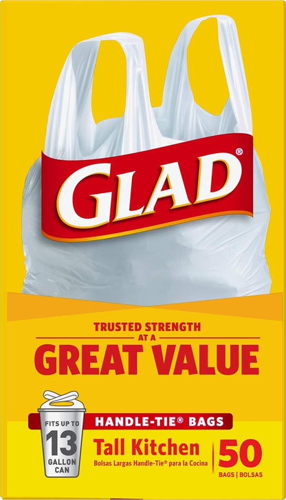 Glad Tall Kitchen Trash Bags Fragrance-Free, Reinforced Middle Bands for Intentional Living Spaces