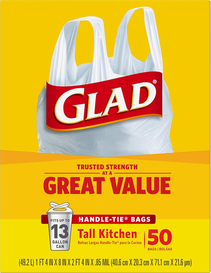 Glad Tall Kitchen Trash Bags Fragrance-Free, Reinforced Middle Bands for Intentional Living Spaces