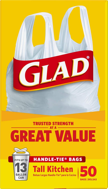Glad Tall Kitchen Trash Bags Fragrance-Free, Reinforced Middle Bands for Intentional Living Spaces