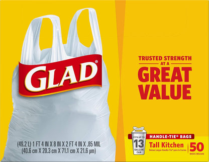 Glad Tall Kitchen Trash Bags Fragrance-Free, Reinforced Middle Bands for Intentional Living Spaces