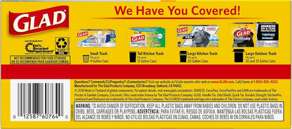 Glad Tall Kitchen Trash Bags Fragrance-Free, Reinforced Middle Bands for Intentional Living Spaces