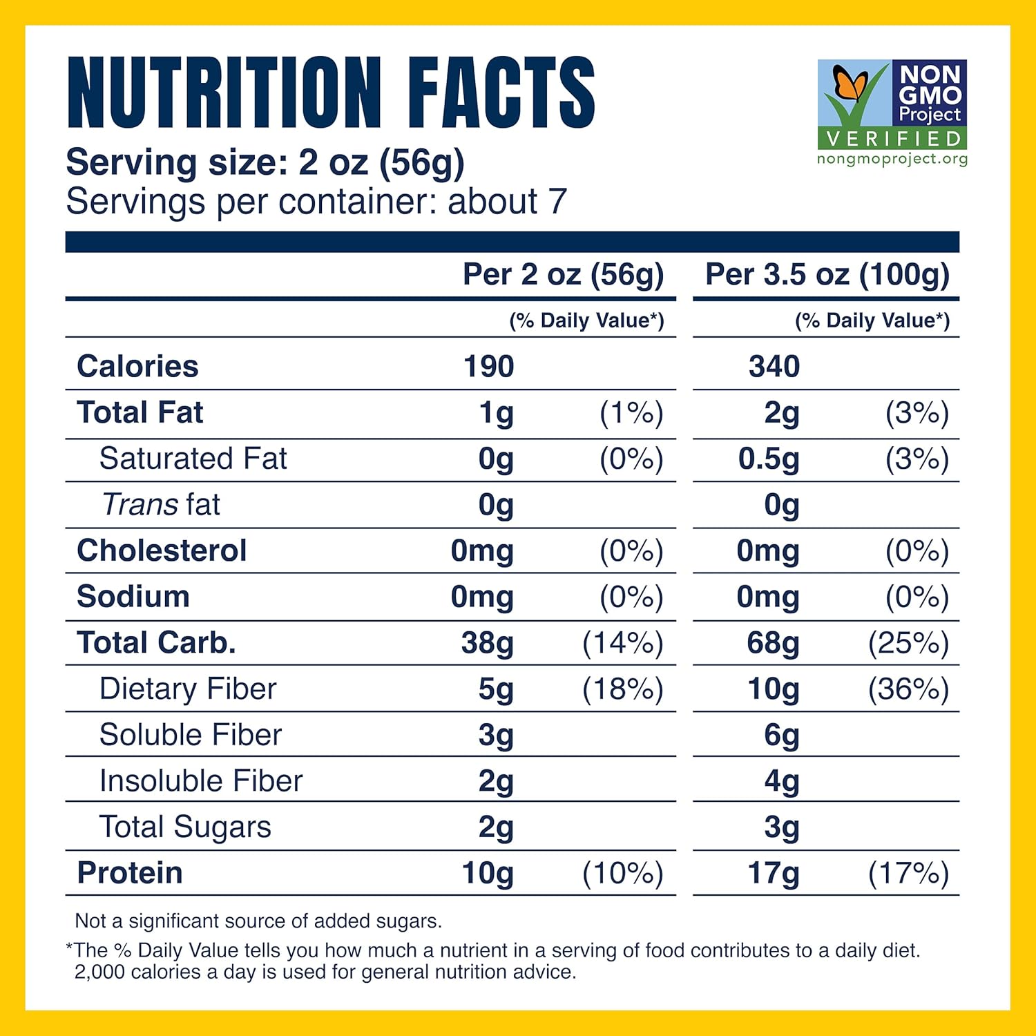 grain and legume flour blend providing a good source of dietary fiber