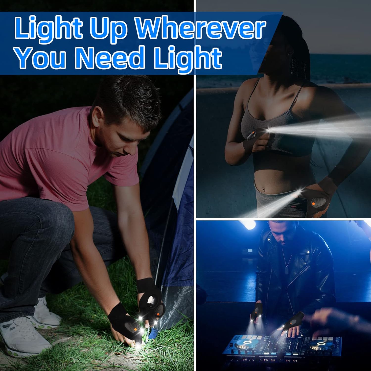 Hands-Free LED Gloves – Outdoor Adventure Accessory for Hiking, Cycling, and Dog Walking After Dusk