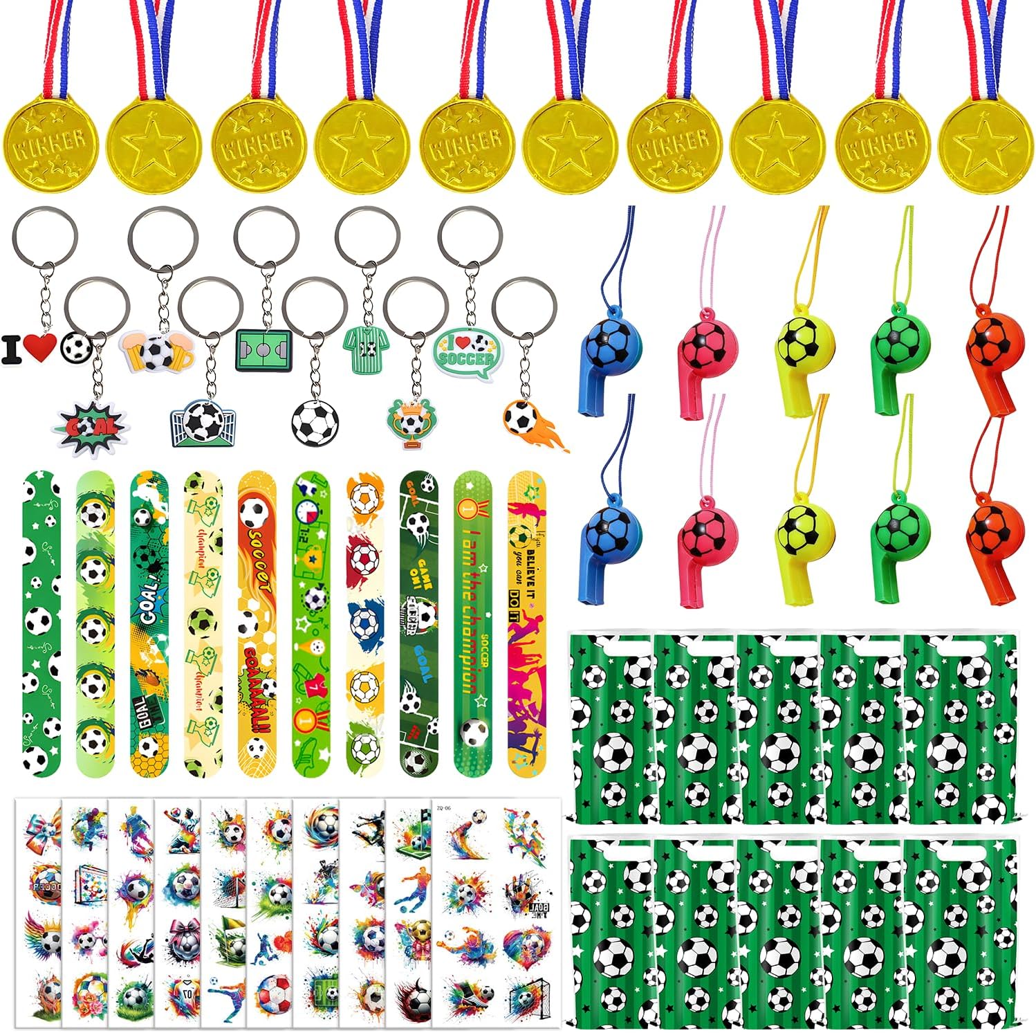 Happyhapi Soccer-Themed Gift Bag Bundle – 10-Set Party Favor Souvenir Pack for End-of-Season Team Celebrations and Holiday Giving