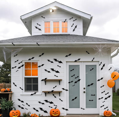 HauntNest Halloween Bat Set – Parent-Approved Decor for Shared Kids' Spaces, Soft PVC with Strong Adhesive Strips
