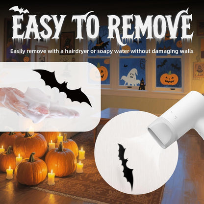 HauntNest Halloween Bat Set – Parent-Approved Decor for Shared Kids' Spaces, Soft PVC with Strong Adhesive Strips