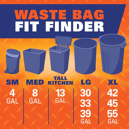 Hefty Easy Flaps Heavy Duty 30 Gallon Bags 40 Count – Quick Tie Design Bags for Large Decluttering Projects