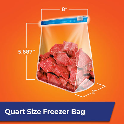 Hefty Slider Quart Freezer Bags – Family Freezer Bags for Packing School Lunches, Cut Fruit, and Bento Portions