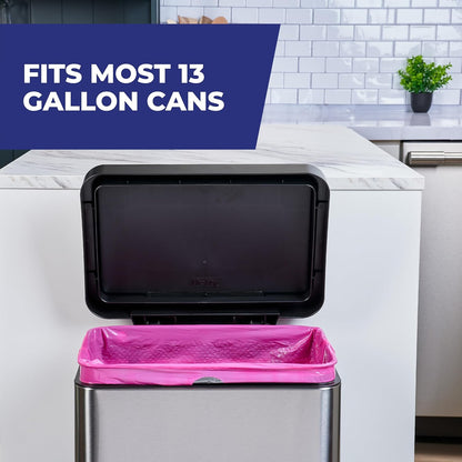 Hefty Ultra Strong Tall Kitchen Bags – Design Forward Pink Trash Bags for Modern Home Aesthetics, 13 Gallon Bulk Pack
