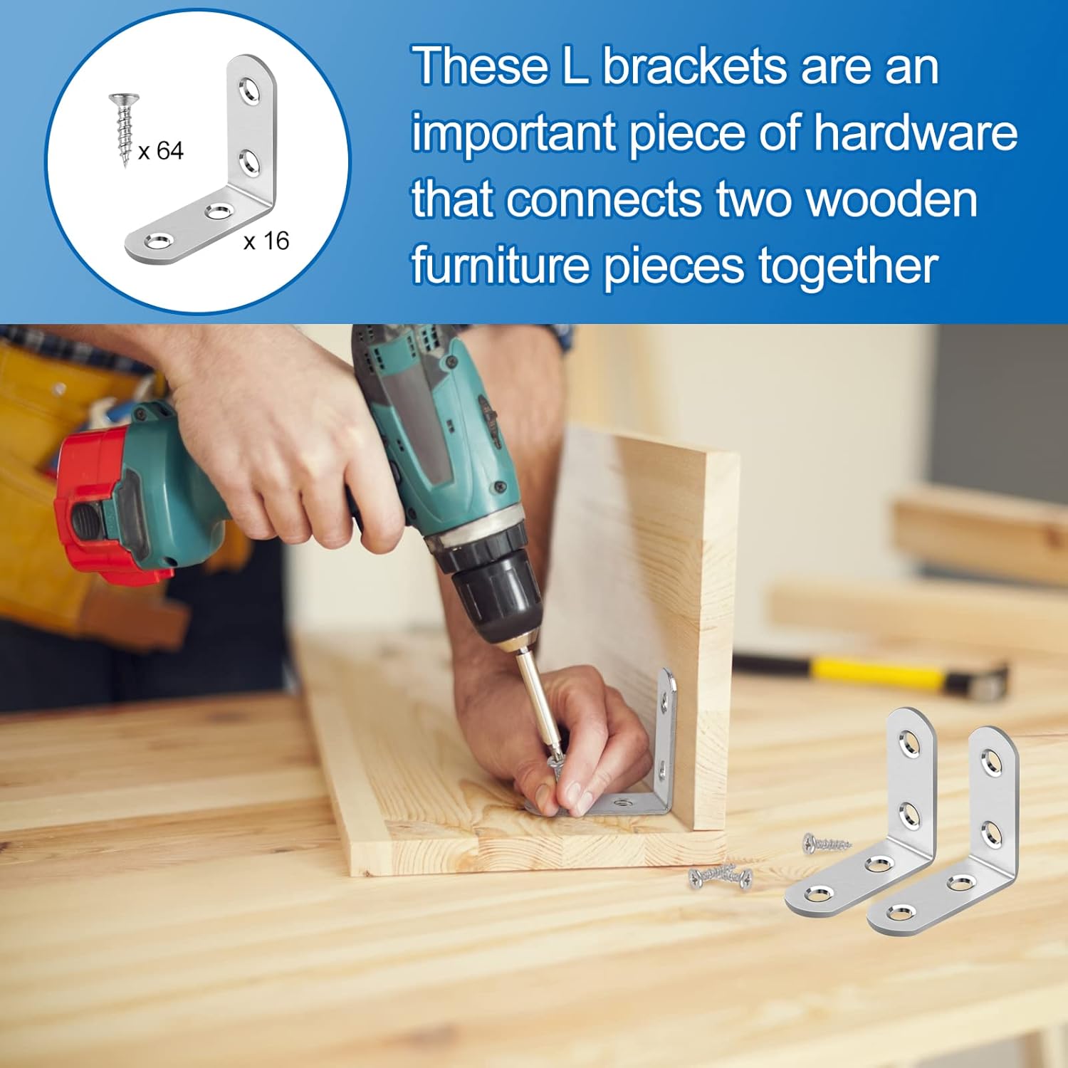 HENSUN 90 Degree L Bracket – Intentional Living Furniture Repair, Low-Profile Black Braces for Modern Wood Projects