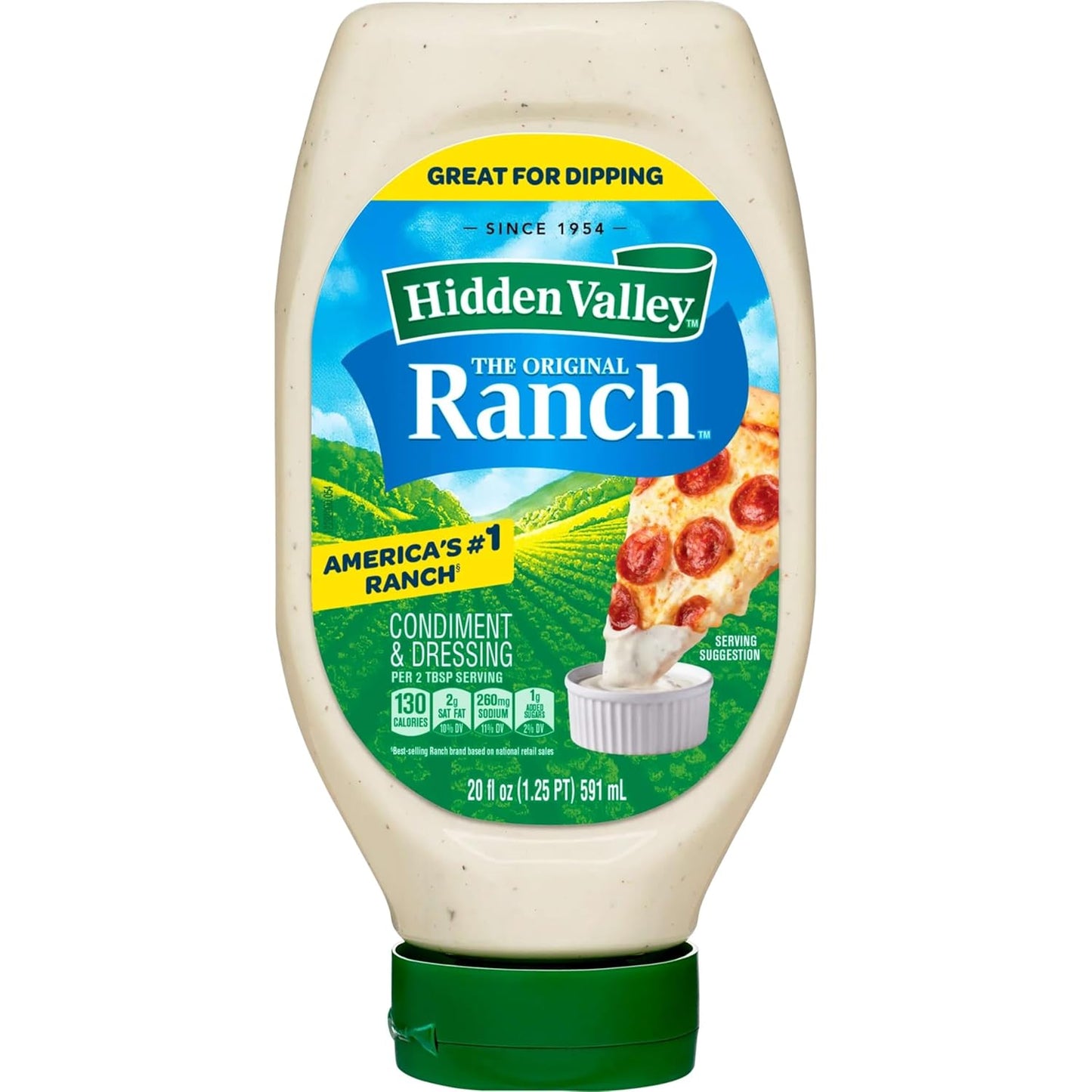 Hidden Valley Easy Squeeze Ranch – Travel Ready Topping for Tailgates and Camping Meals, 20 Ounce