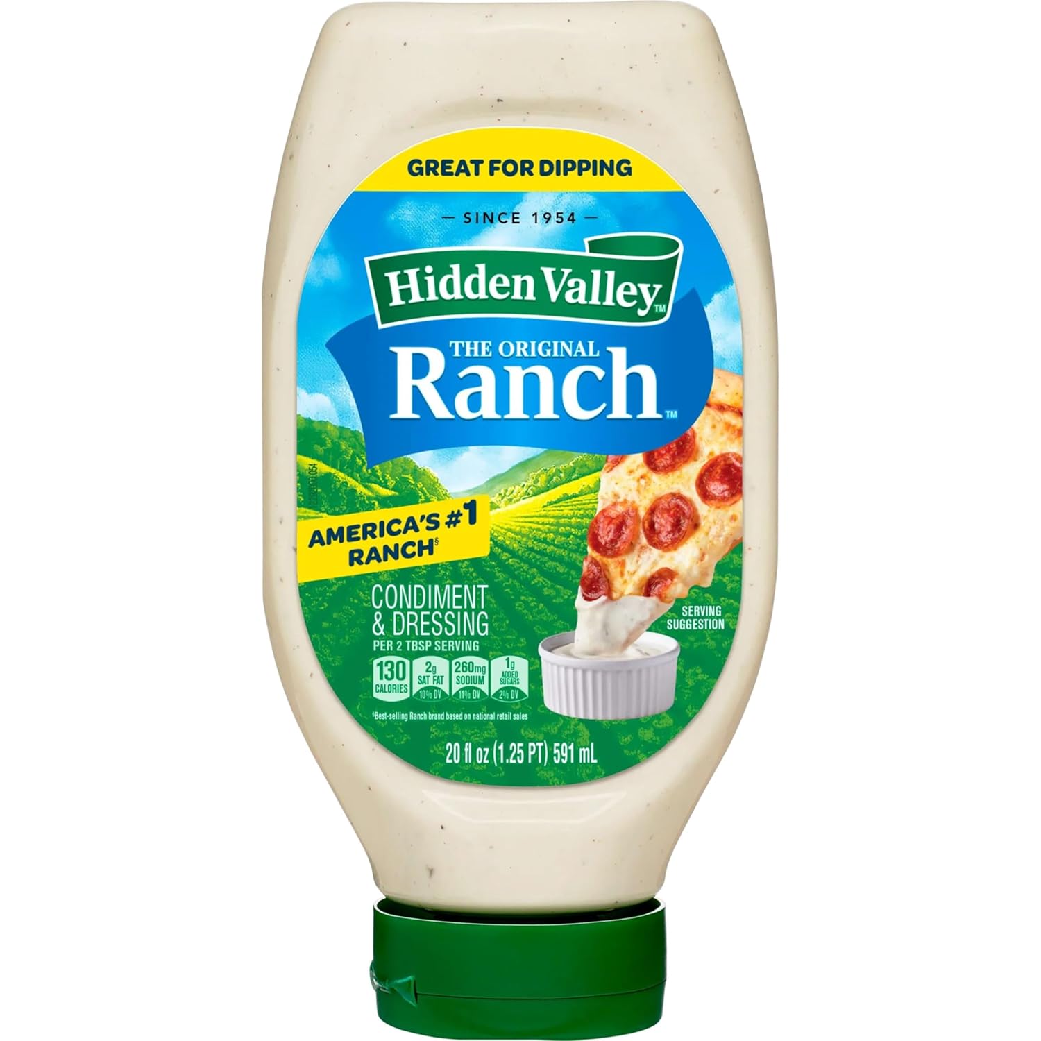 Hidden Valley Easy Squeeze Ranch – Travel Ready Topping for Tailgates and Camping Meals, 20 Ounce