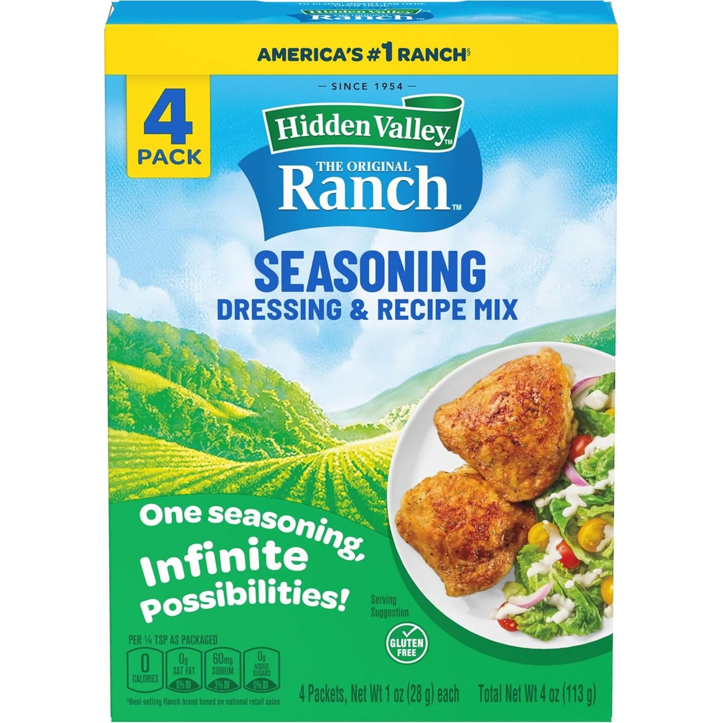 Hidden Valley Original Ranch Dressing & Dip Mix – Gluten-Free Family Favorite for Lunchboxes, Snack Time, and Weeknight Plates
