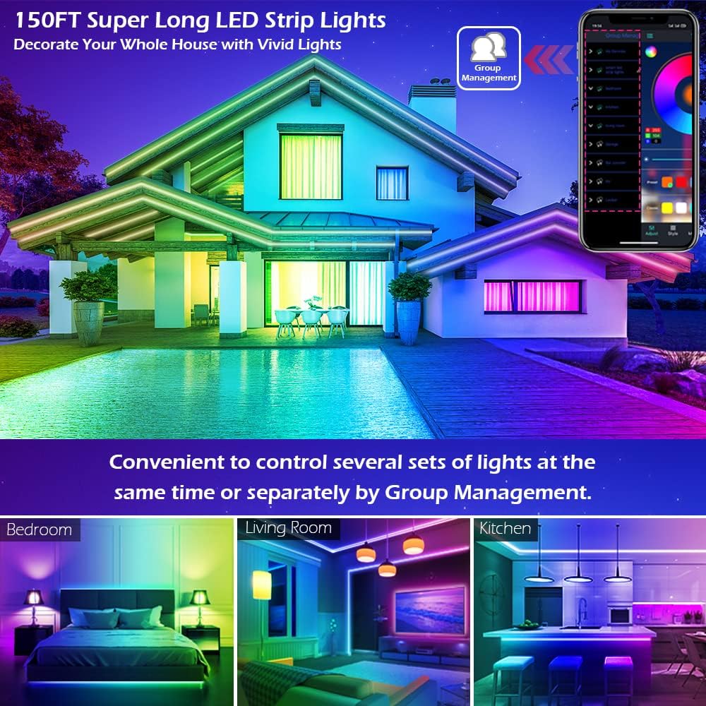 HiLighting 200FT 12V Low Voltage LED Light Strips – Smoke Free and Fire Risk Free Ambient Lighting for Staircase and Nursery