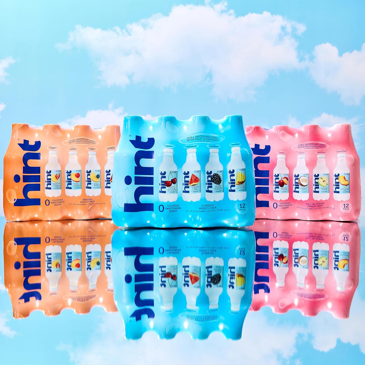 Hint Streamlined Hydration Bottles for Less-Is-More Fridge Organization, 12-Pack Case