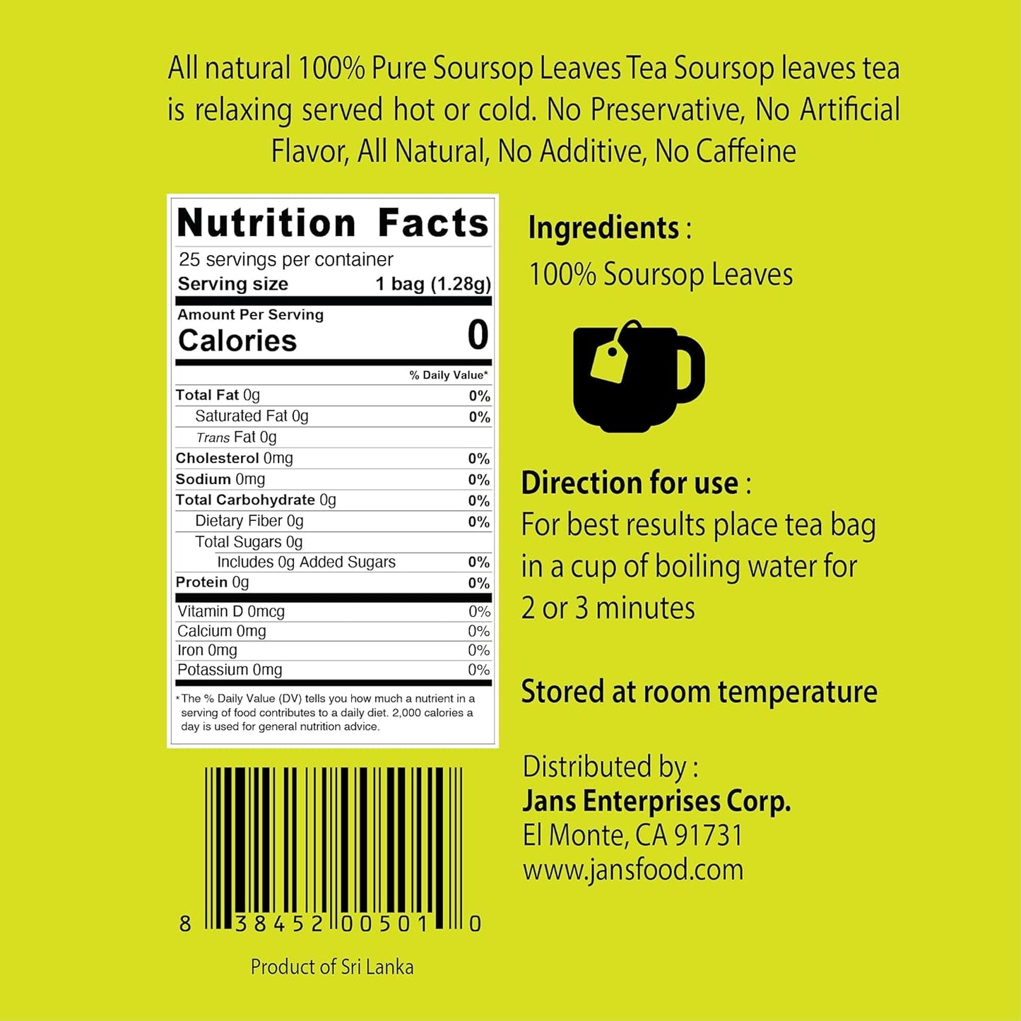 Jans Guanabana Herbal Infusion – Gentle Aroma Tea for Stress Relief and Aromatherapy Rituals