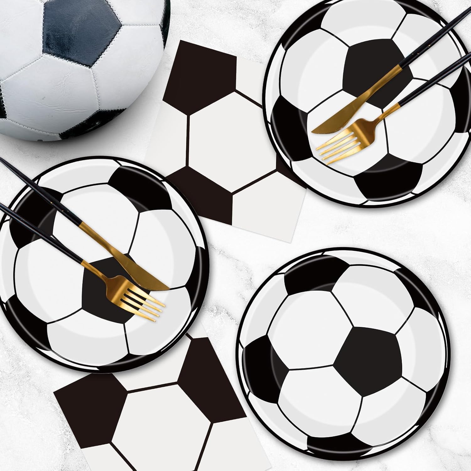 JoyfulMoment Soccer Birthday Tableware for Kids – 40-Piece Disposable Plate and Napkin Set for Playroom and Home Celebrations