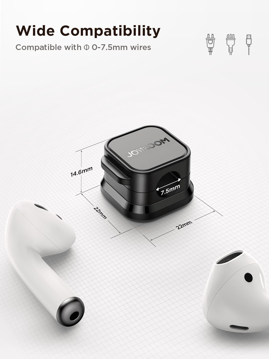 JOYROOM Adhesive Cord Holder Set, Thoughtful Gift for Remote Workers and Students Setting Up a New Desk
