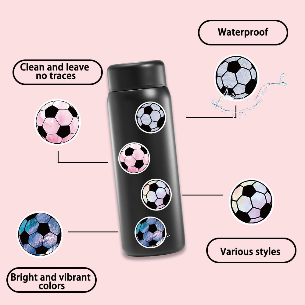 KickOff Kings Soccer Sticker Variety Pack, Holiday Stocking Stuffer for Soccer Fans, Reusable Vinyl Decals for Laptops and Helmets