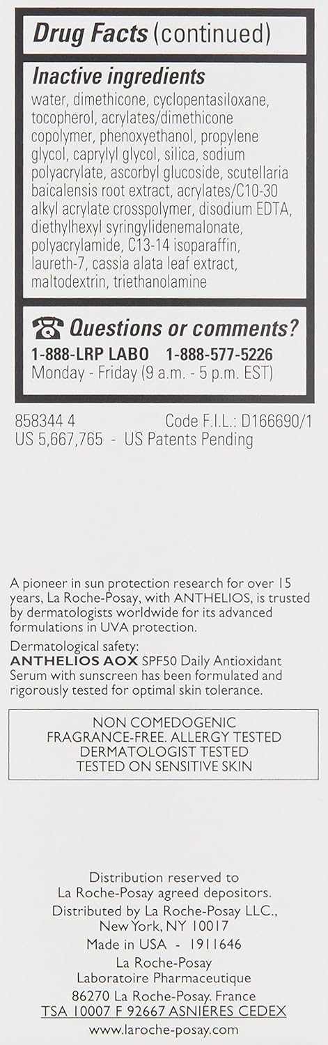 La Roche-Posay Anthelios AOX – Clean, Dermatologist-Tested Serum for Safe Sun Defense