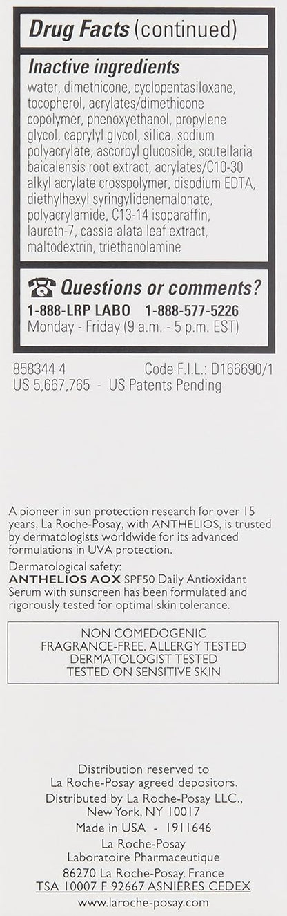 La Roche-Posay Anthelios AOX – Clean, Dermatologist-Tested Serum for Safe Sun Defense