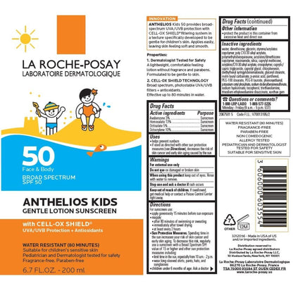 La Roche-Posay Kids Anthelios Lotion SPF 50 – 80-Minute Water Resistance for Swimming, Hiking & Outdoor Sports