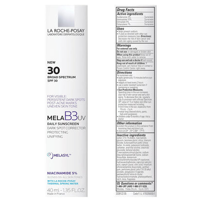 La Roche-Posay Mela B3 UV Daily Sunscreen – Water-Resistant Sun Defense for Beach Days & Outdoor Commutes