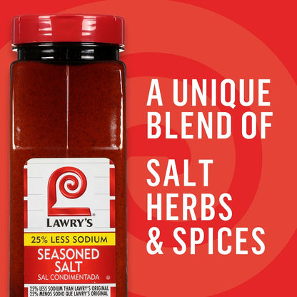 Lawry's 25% Less Sodium Seasoned Salt – Portable Seasoning for Camping Trips, Campfire Grills and Picnics