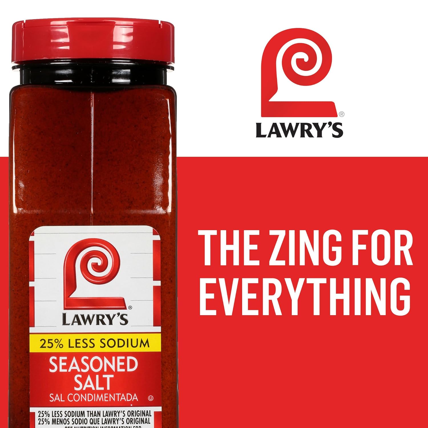 Lawry's 25% Less Sodium Seasoned Salt – Portable Seasoning for Camping Trips, Campfire Grills and Picnics
