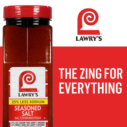 Lawry's 25% Less Sodium Seasoned Salt – Portable Seasoning for Camping Trips, Campfire Grills and Picnics