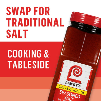 Lawry's 25% Less Sodium Seasoned Salt – Portable Seasoning for Camping Trips, Campfire Grills and Picnics