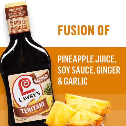 Lawry's Teriyaki With Pineapple Juice Marinade – Thoughtful Pantry Upgrade Gift for the Foodie in Your Life, 12 fl oz