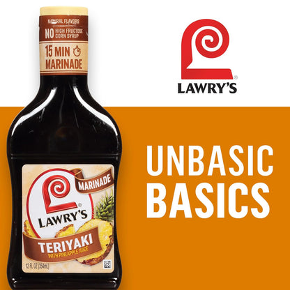 Lawry's Teriyaki With Pineapple Juice Marinade – Thoughtful Pantry Upgrade Gift for the Foodie in Your Life, 12 fl oz
