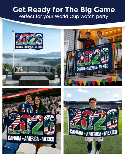 LCHIVI 2026 World Cup Host Nations Banner 5x3FT - Indoor Wall Hanging for Fan Cave, Sports Room, and Man Cave Aesthetic
