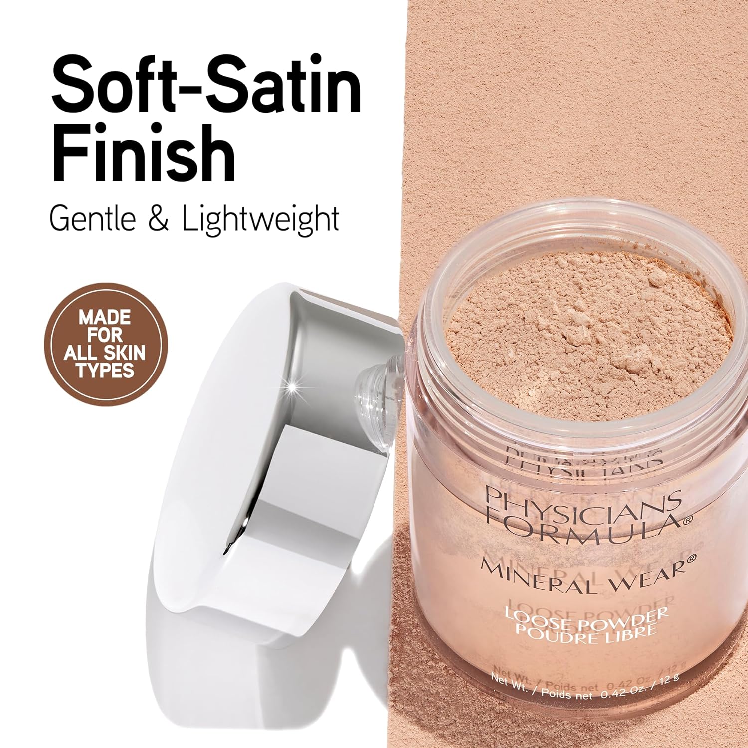 loose powder format with buildable sheer-to-medium coverage and soft satin finish