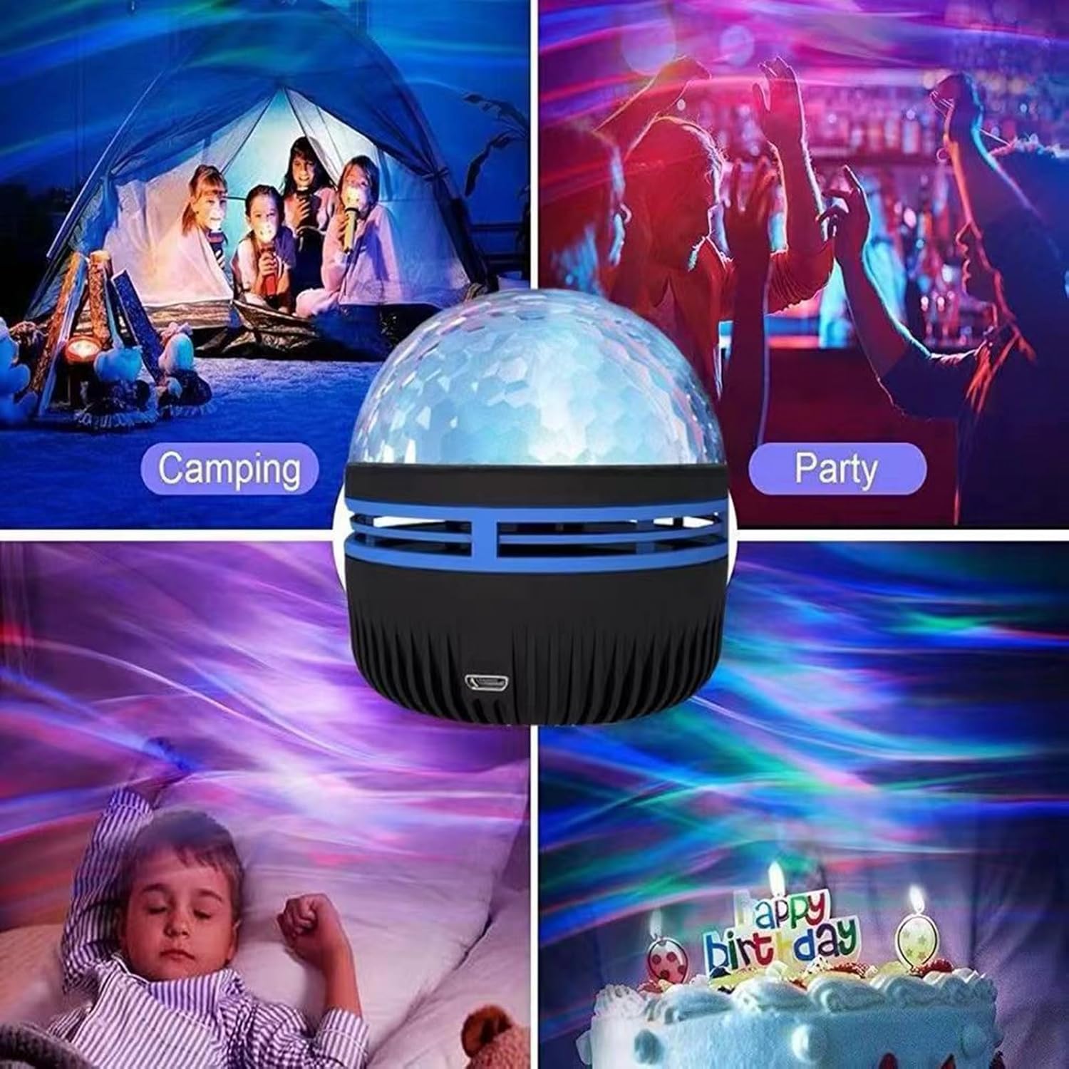 LUMENA Baby Room Night Light – Flame Free Galaxy and Ripple Projector for Nursery, Quiet RGB Light with Auto Shutoff Timer