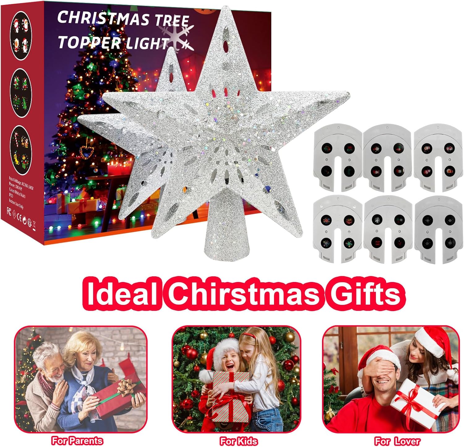 Lumichroma Rotating Christmas Star Topper – Family-Friendly Tree Crown for Living Room with Young Kids