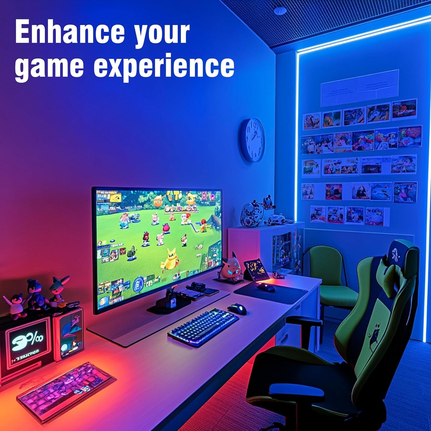 Lumiglow RGB LED Strip Lights 25ft – Plug in Night Light Strip for Kids Study Desk, Bunk Bed and Reading Corner