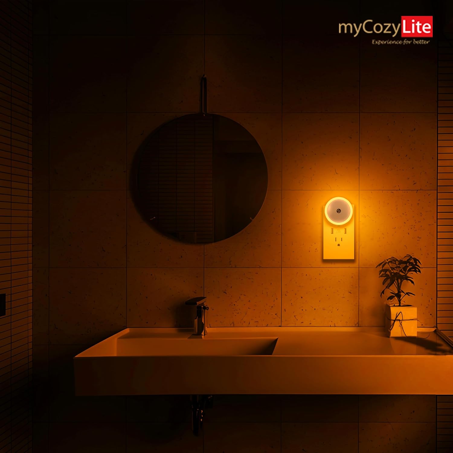 Lumina Eclipse Night Light – Clean-Line Wall Plug Lamp for Uncluttered Living Spaces, 2 Pack