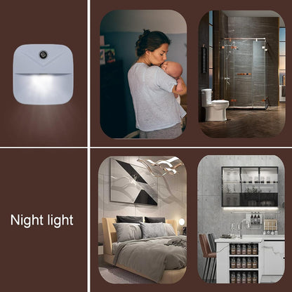LuminAura LED Nightlight Set of 6, Modern Aesthetic Plug-in Wall Light in White and Warm White for Stylish Home Decor