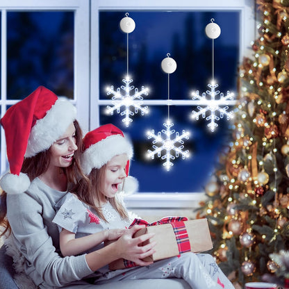 LuminGlow Battery LED Snowflake Lights – Weather-Friendly Christmas Accent for Porch Windows & Cafe Frontage