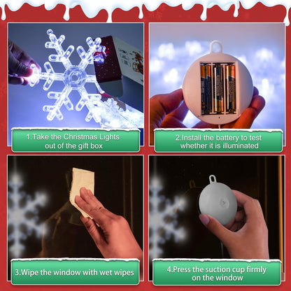 LuminGlow Battery LED Snowflake Lights – Weather-Friendly Christmas Accent for Porch Windows & Cafe Frontage