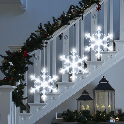 LuminGlow Battery LED Snowflake Lights – Weather-Friendly Christmas Accent for Porch Windows & Cafe Frontage