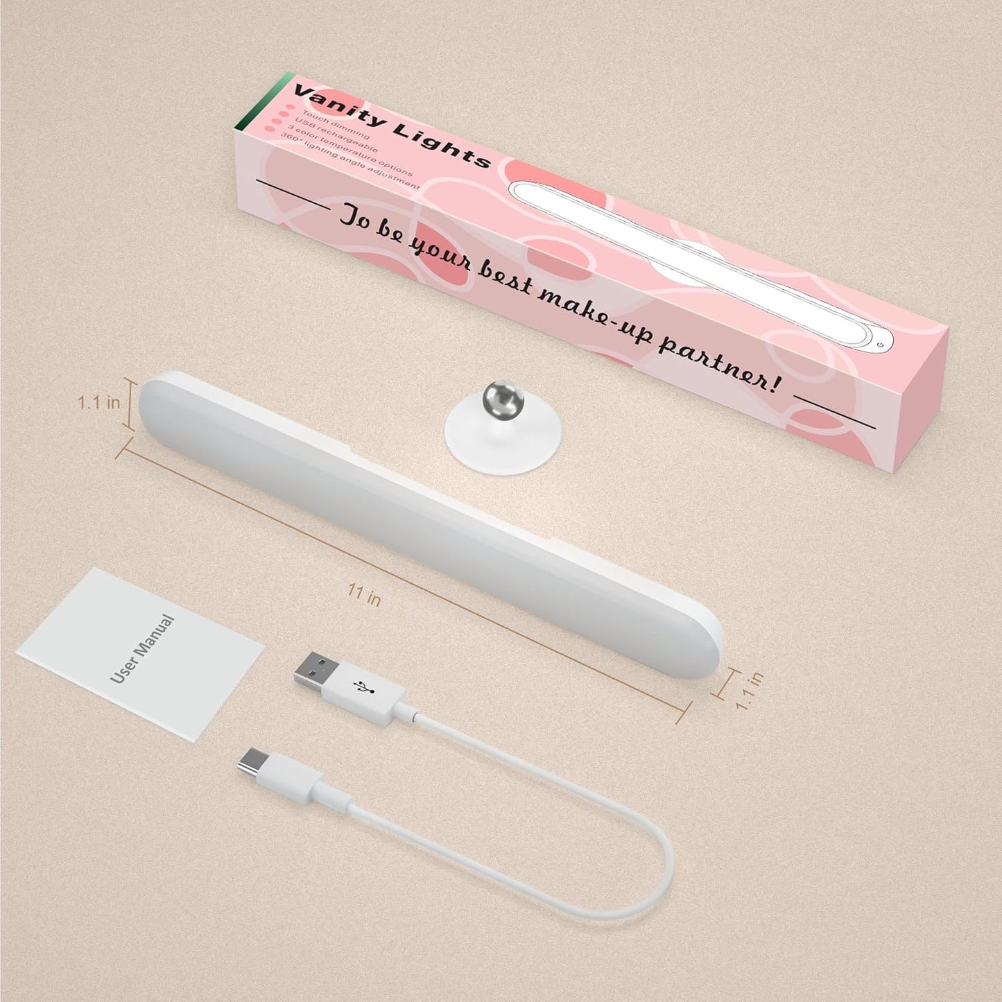 LuminGlow Battery Powered Mirror Light – Flameless Alternative to Candles for Bathroom Counters